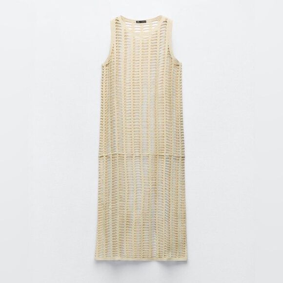 Zara Beige Crochet Swim Coverup - Picture 3 of 4